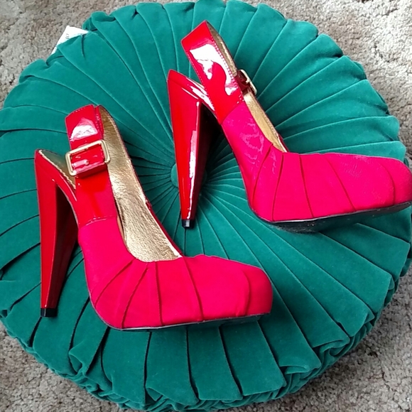 Report red slingback sz 7.5 - Picture 1 of 8